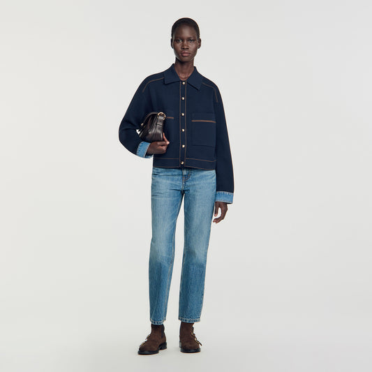 Christopher Jacket-effect cardigan Navy Blue