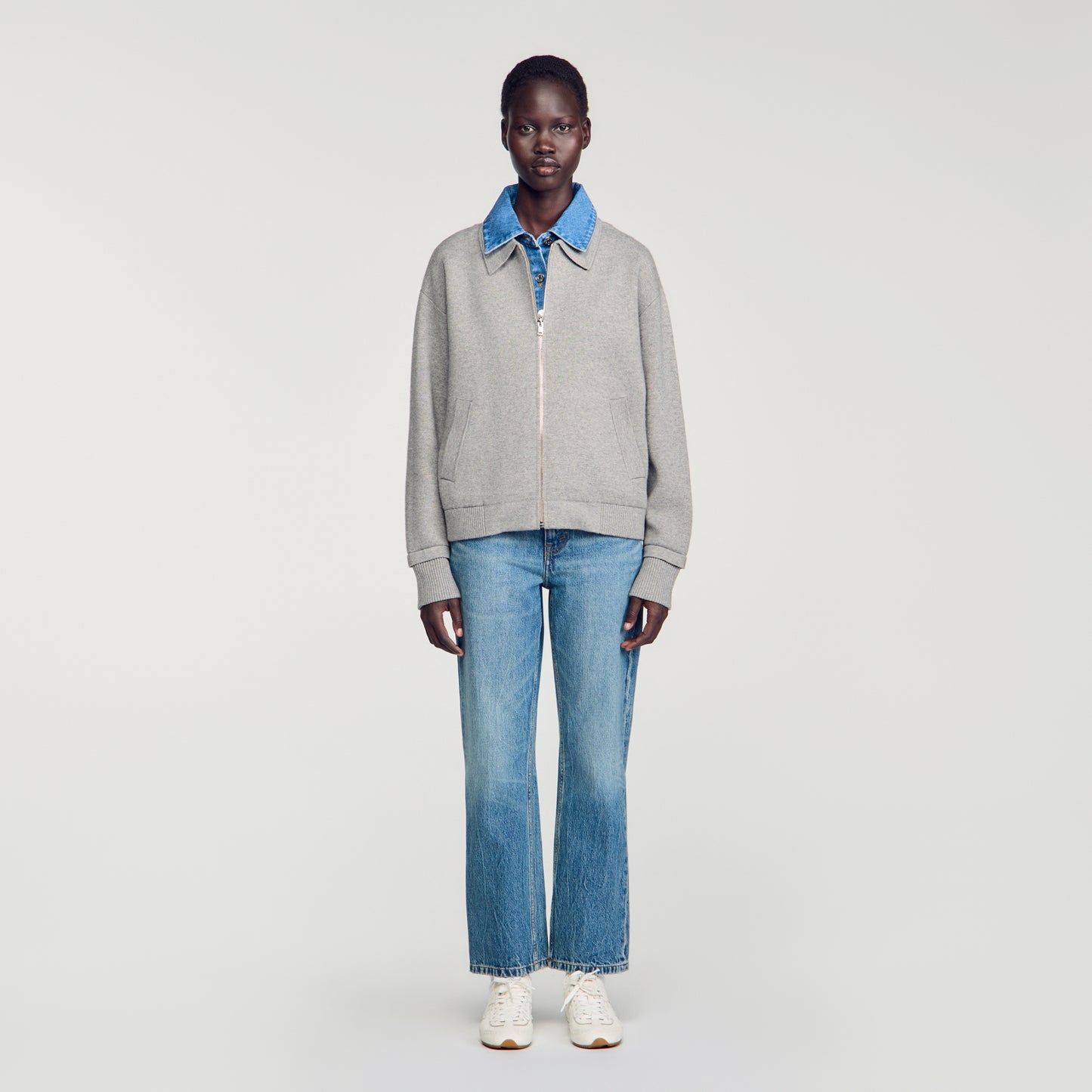 Hayden 2-in-1 zip cardigan Grey