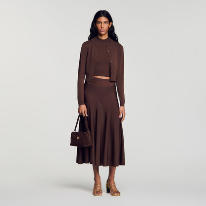 Giovanni Sheer knit cardigan Brown