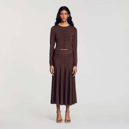 Giovanni Sheer knit cardigan Brown