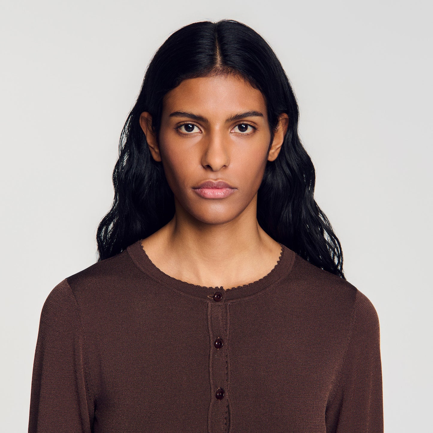 Giovanni Sheer knit cardigan Brown