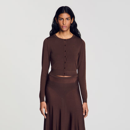 Giovanni Sheer knit cardigan Brown