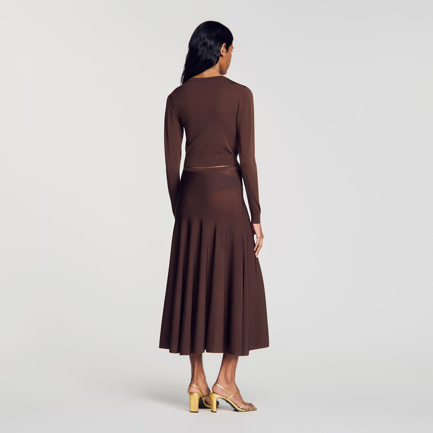 Giovanni Sheer knit cardigan Brown