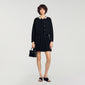 Aubrey Cardigan with pearl flower collar Black
