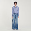 Beaded Striped Shirt Blue