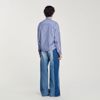 Beaded Striped Shirt Blue