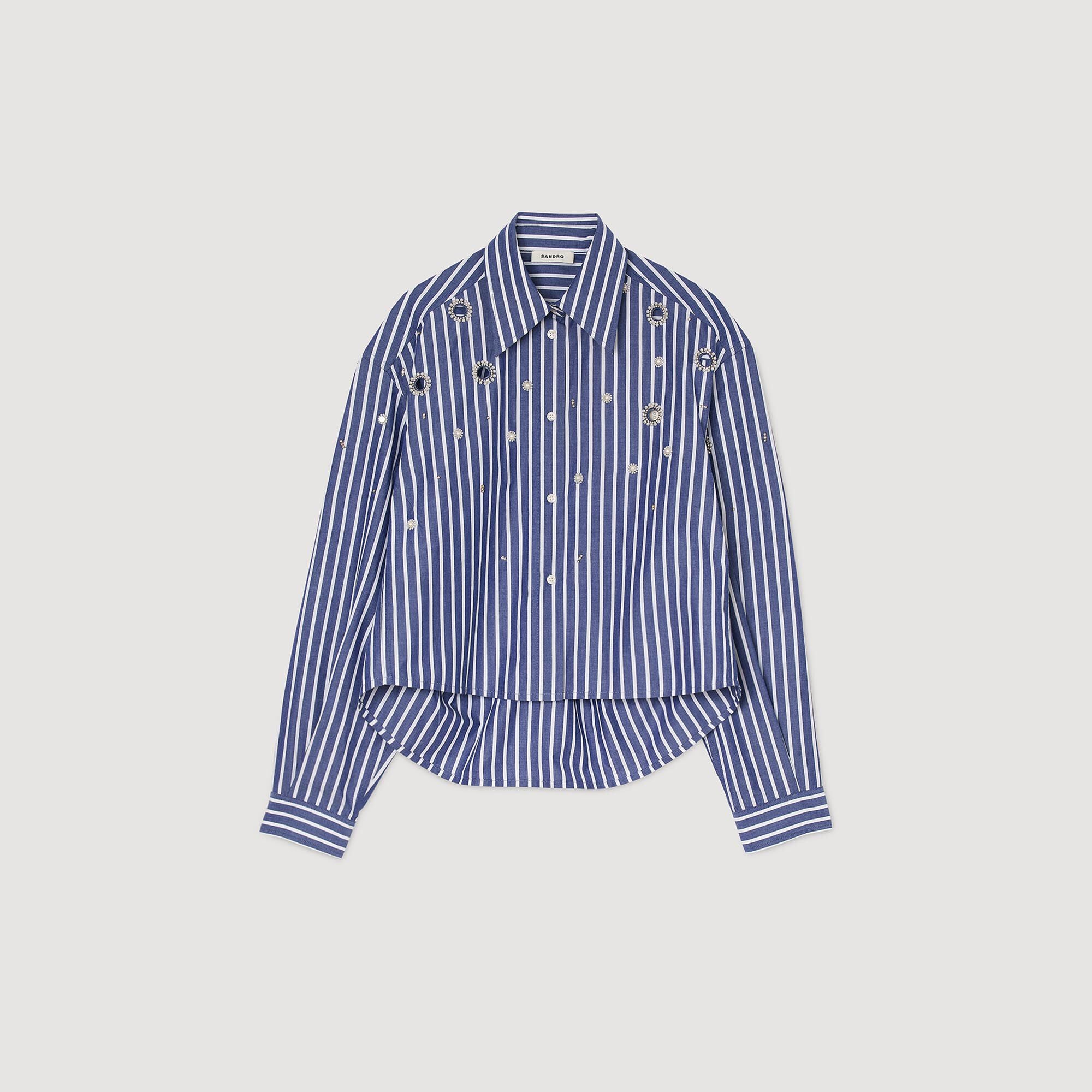 Beaded Striped Shirt Blue