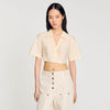 Cropped Gathered Shirt Ecru