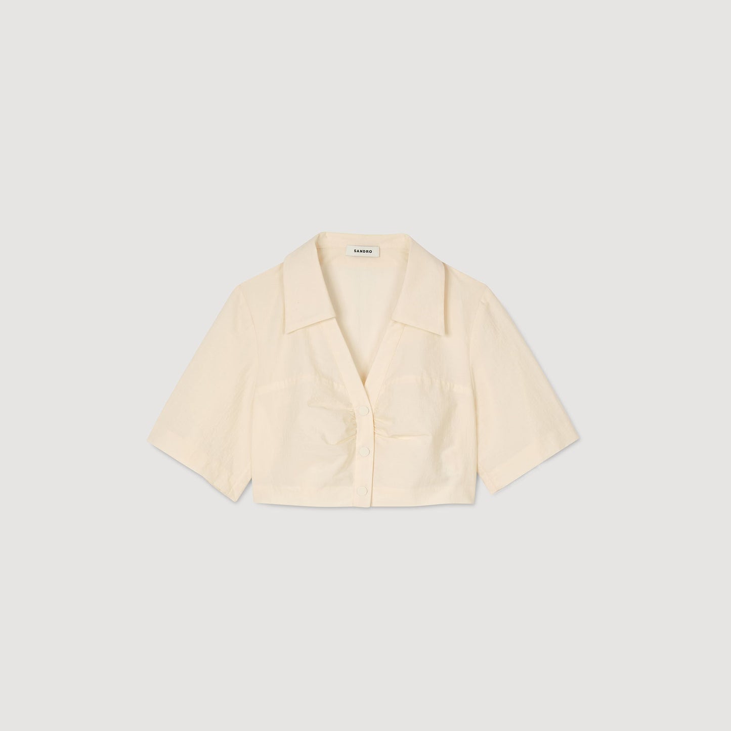 Cropped Gathered Shirt Ecru