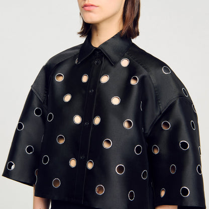 Jupiter Denim Shirt With Rhinestones Black