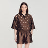 Jupiter Denim Shirt with Rhinestones Brown