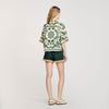 Floral Motif Shirt Ecru / Green