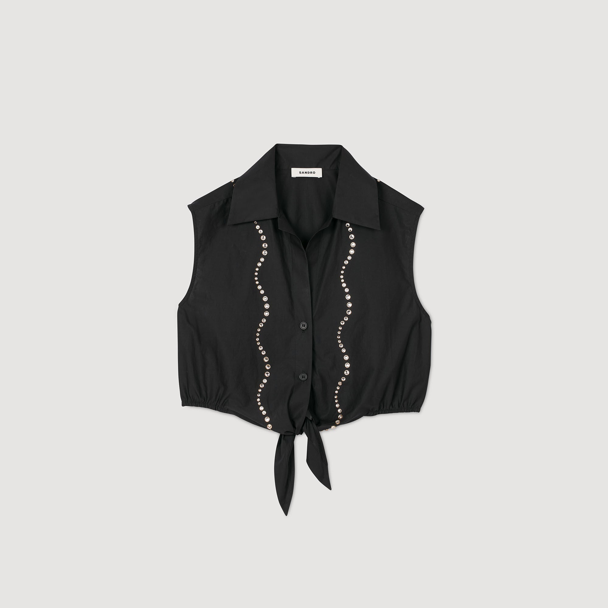 Tel Crystal Embellished Top Black