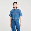 Athena Cropped Denim Shirt Blue Jean