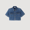 Athena Cropped Denim Shirt Blue Jean