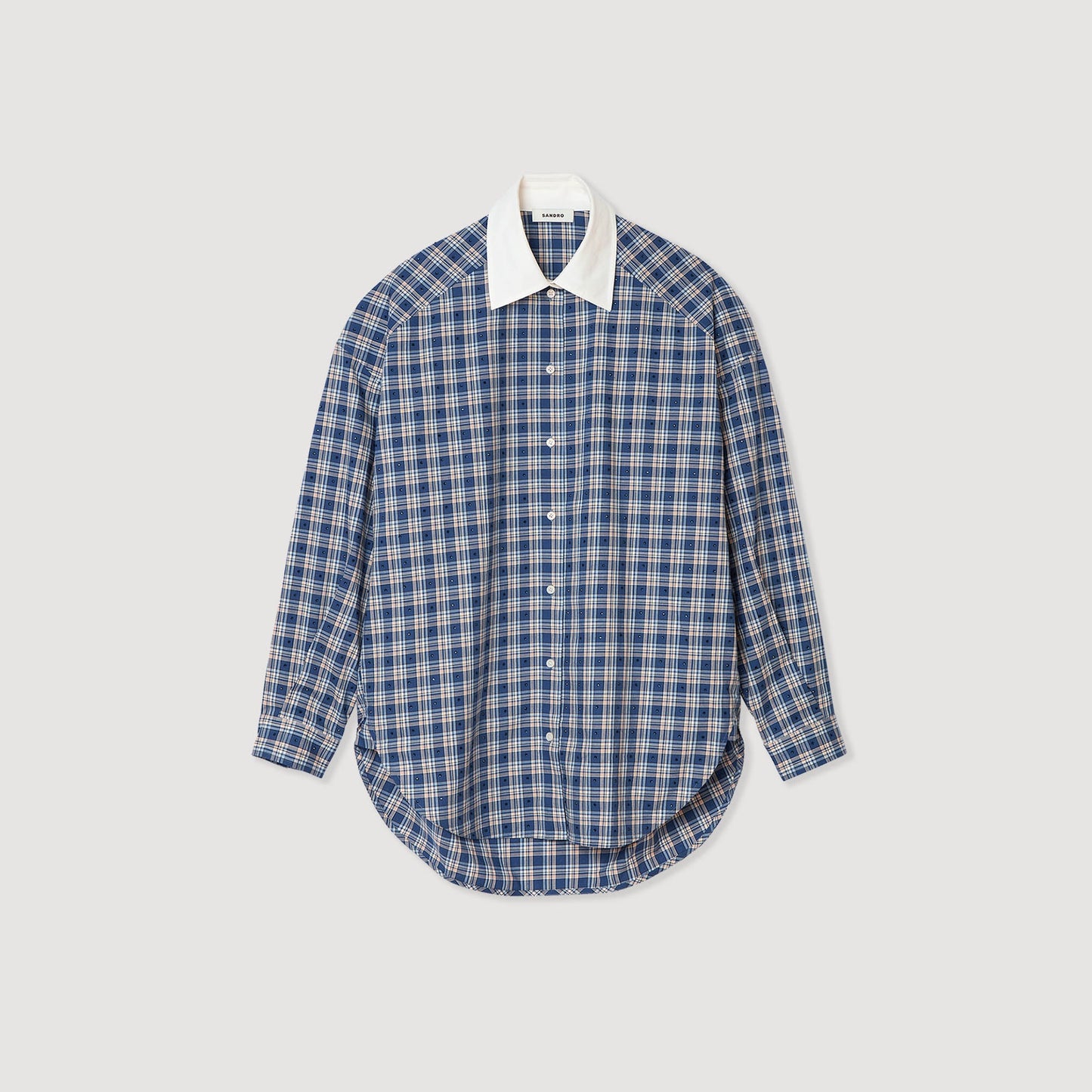 Tova Rhinestone Check Shirt Blue