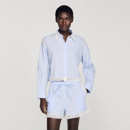 Gaia Lace Detail Shirt SKY BLUE