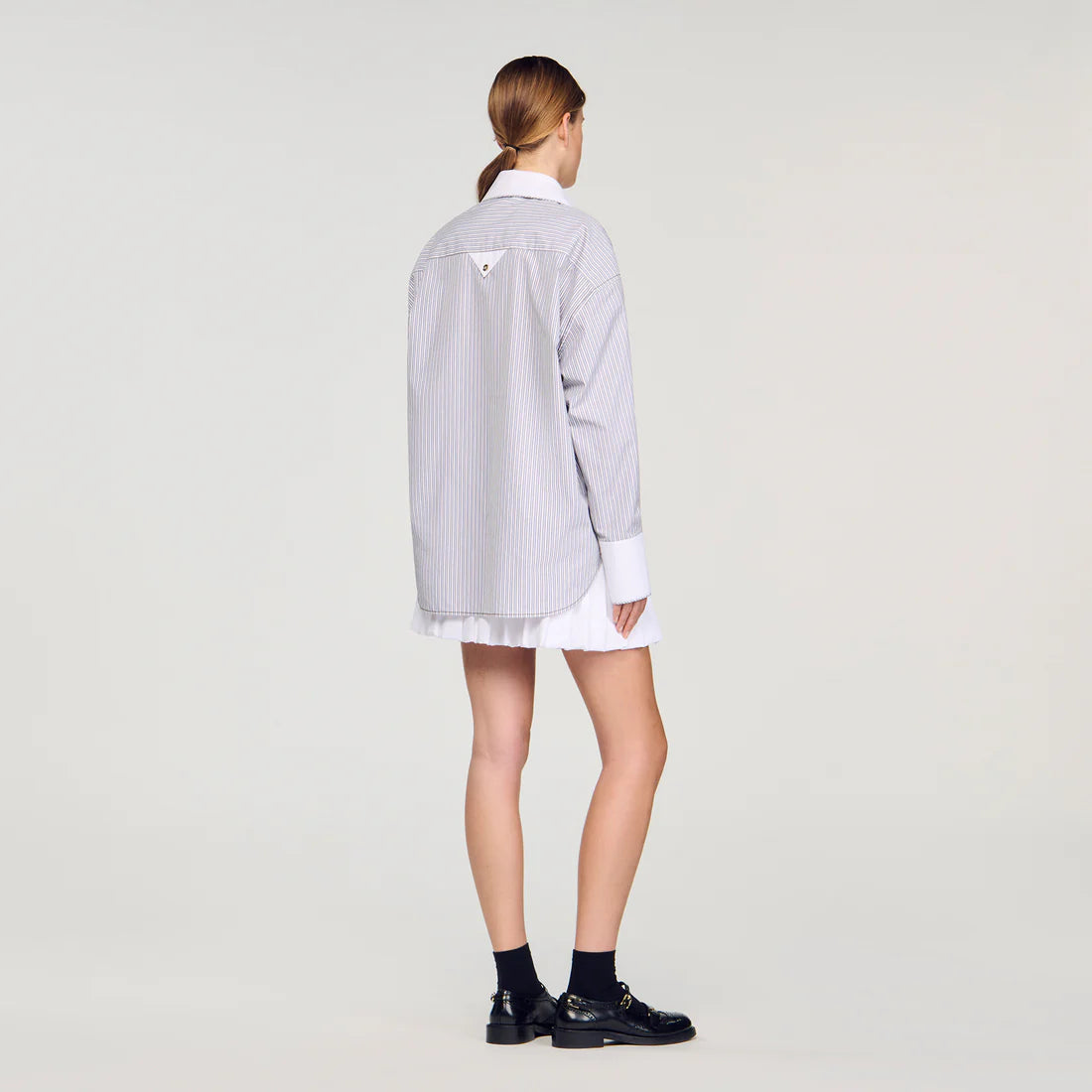 Kelly Oversized Striped Shirt Ecru / Bleu