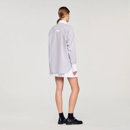 Kelly Oversized Striped Shirt Ecru / Bleu