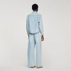 Lady Rhinestone Cropped Denim Shirt Light Blue Jean