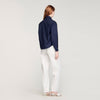 Tiana Floral Embroidered Cotton Shirt Navy Blue
