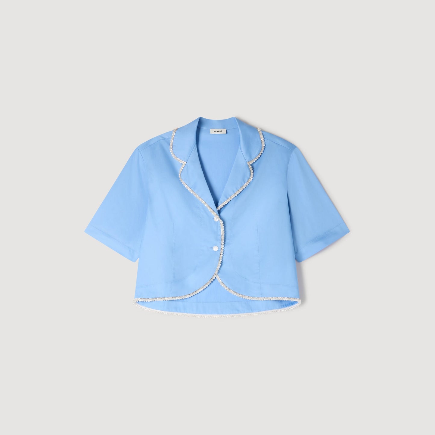 Torr Cotton Shirt With Beaded Trim Blue