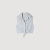 Lucio Cropped Striped Rhinestone Shirt Blue