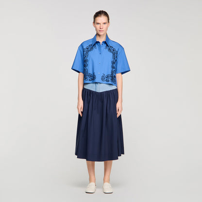 Eliora Embroidered And Beaded Shirt BLUE