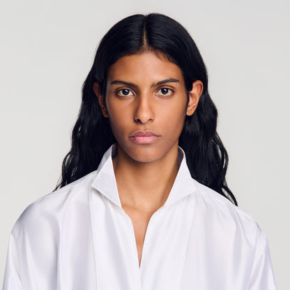 Portocello Oversized silk satin shirt White