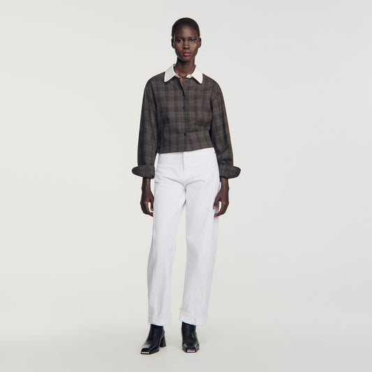 Dakota Check shirt with contrast collar Dark Grey