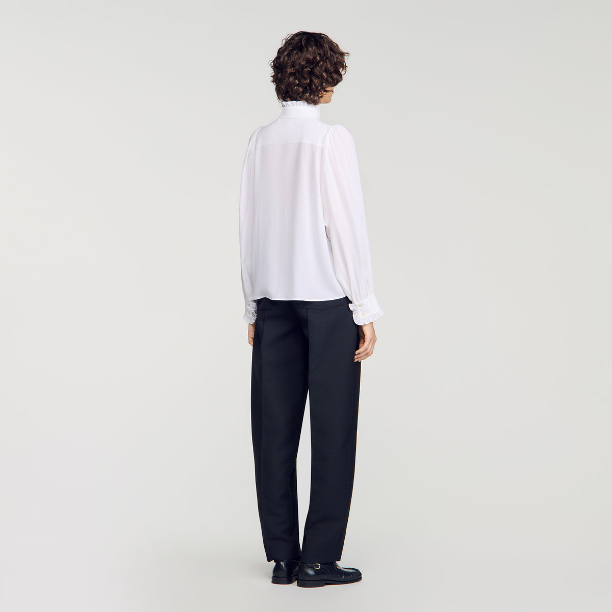 Hortense Silk shirt with gathered collar White