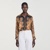 Harlow Scarf print silk shirt Black / Ocher