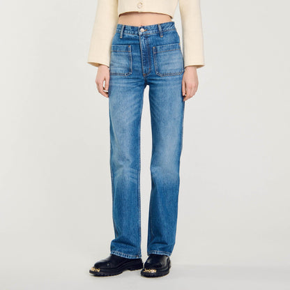 Flared Faded Jeans Blue Jeans
