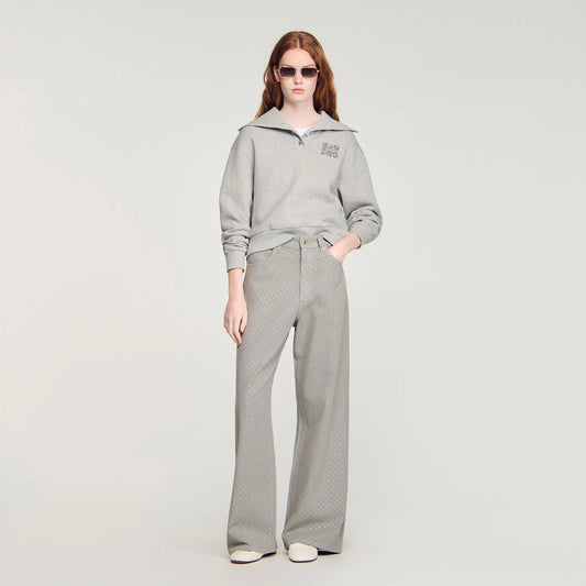 Golden Rhinestone Jeans Grey