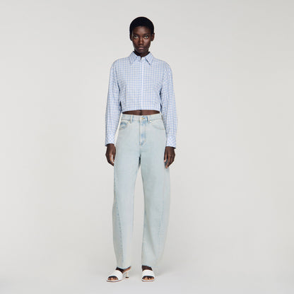 Ethan Faded Barrel Cotton Jeans Sky Blue
