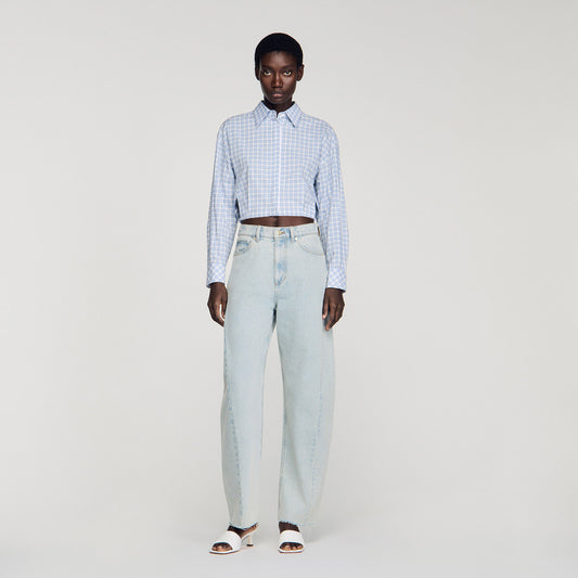 Ethan Faded Barrel Cotton Jeans Sky Blue
