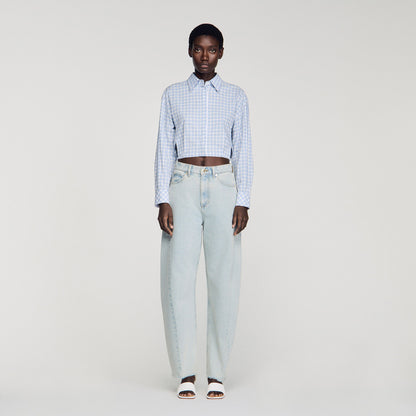 Ethan Faded Barrel Cotton Jeans Sky Blue