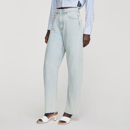 Ethan Faded Barrel Cotton Jeans Sky Blue