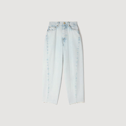 Ethan Faded Barrel Cotton Jeans Sky Blue
