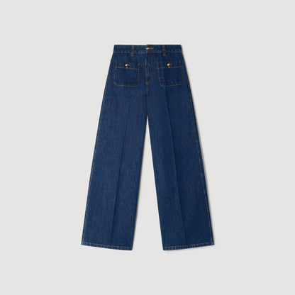 Floride Raw Straight Patch Pocket Jeans Deep Blu