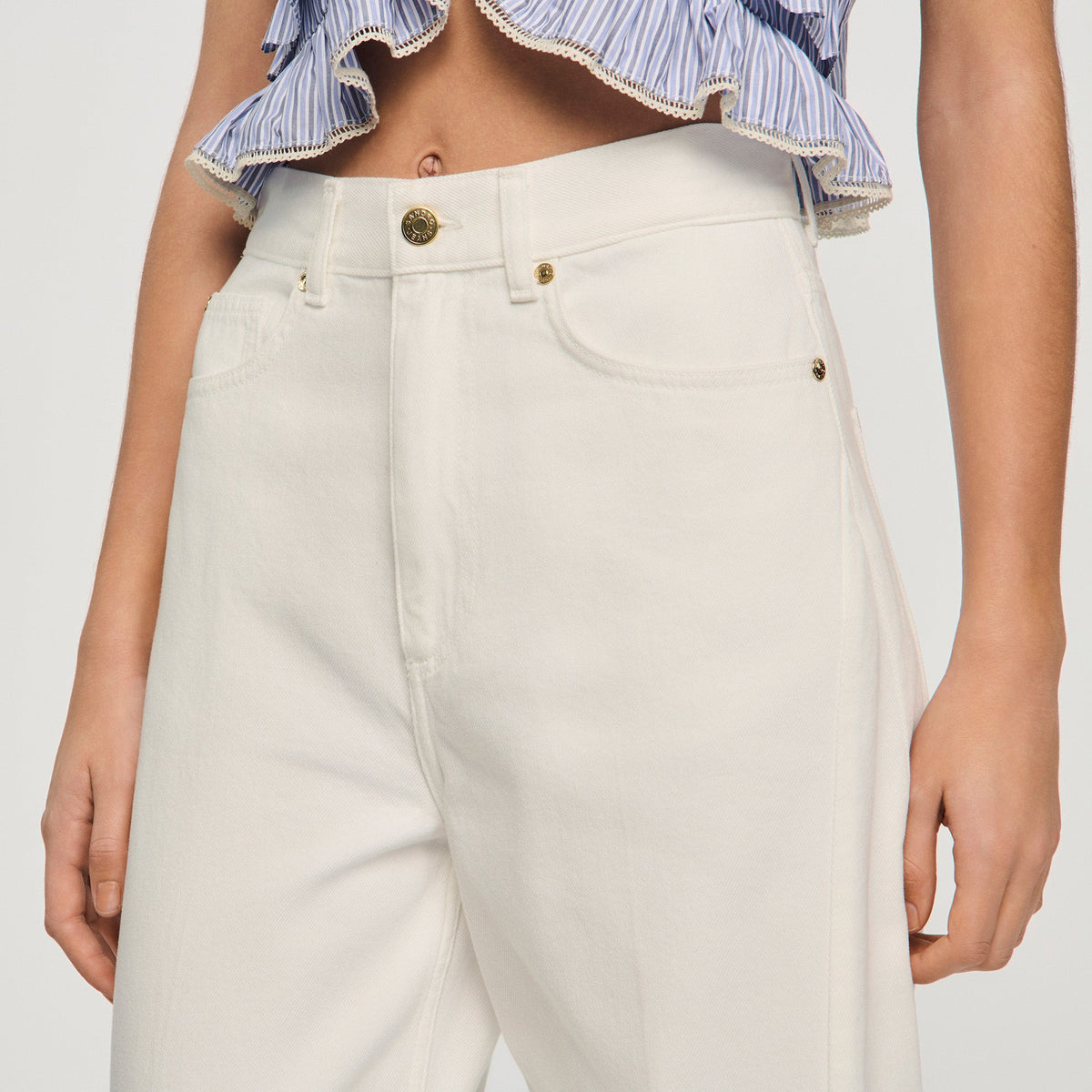 Ethan Barrel Jeans White