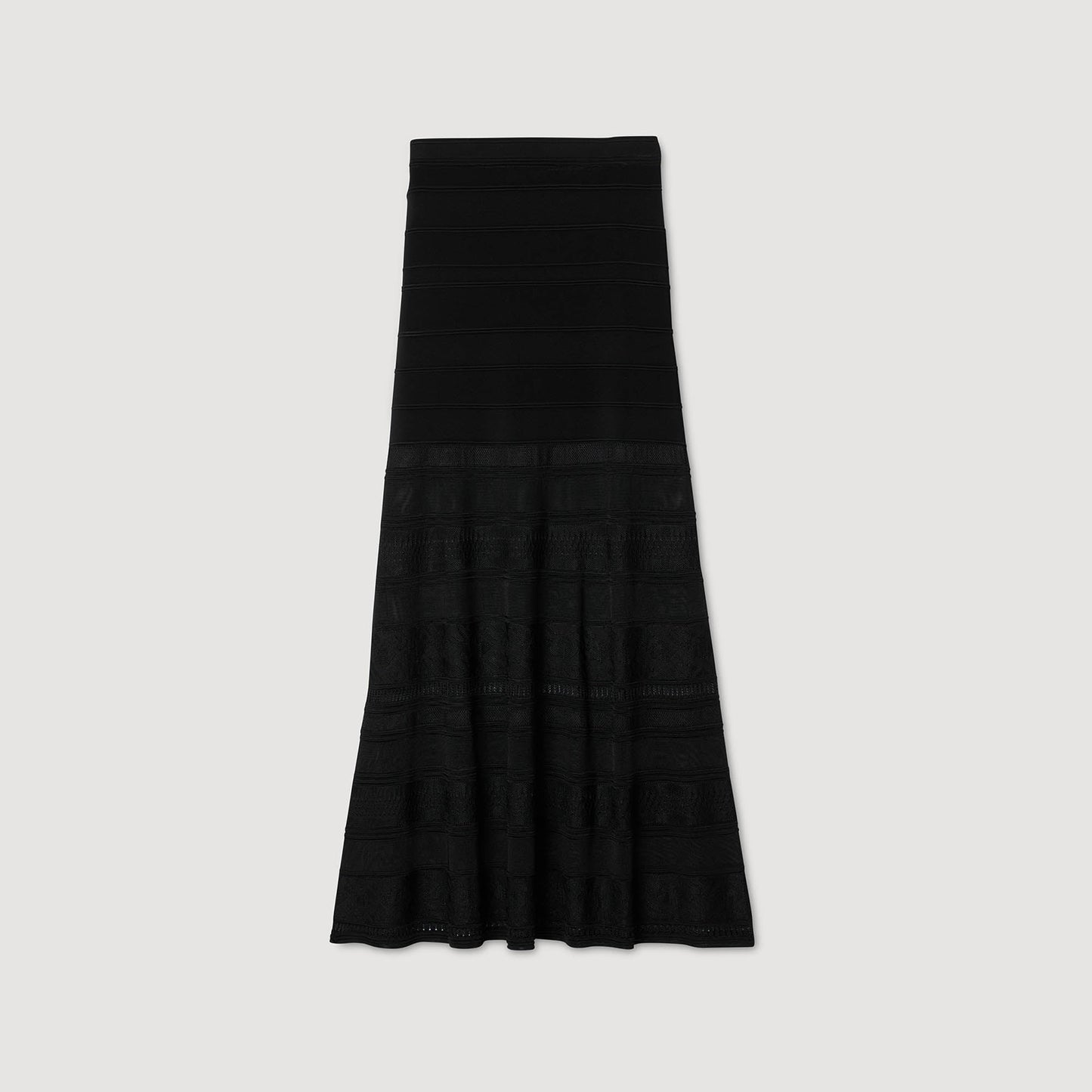 Palma Long Decorative Knit Skirt Black