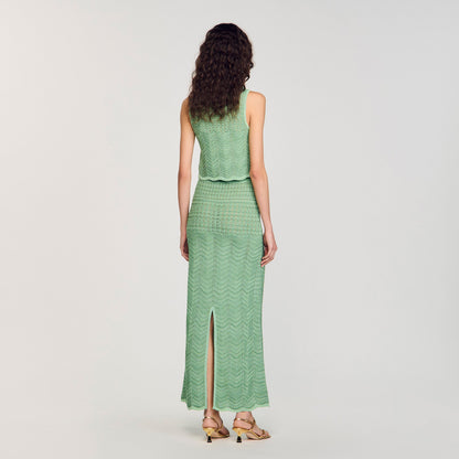 Long Decorative Knit Skirt Mint