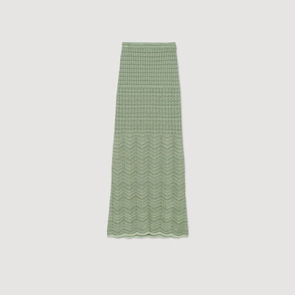 Long Decorative Knit Skirt Mint