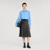Orleans Long Pleated Rhinestone Skirt Grey / Brown