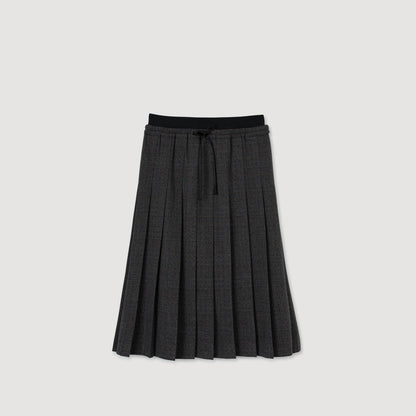 Orleans Long Pleated Rhinestone Skirt Grey / Brown