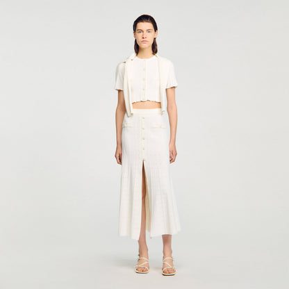 Venice Pointelle Knit Maxi Skirt Ecru