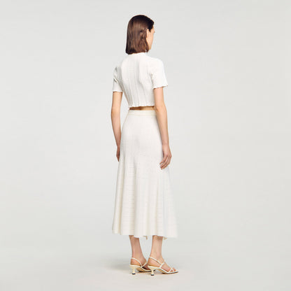 Venice Pointelle Knit Maxi Skirt Ecru