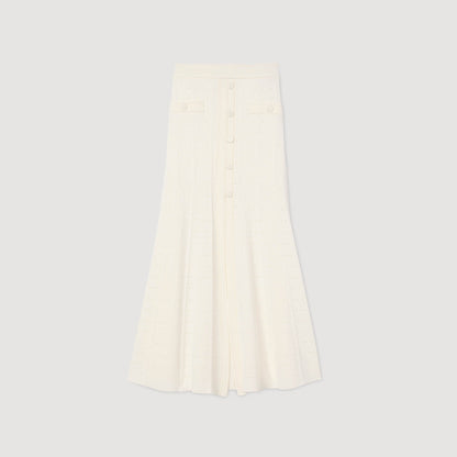 Venice Pointelle Knit Maxi Skirt Ecru