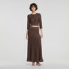 Leslie Long rhinestone knit skirt Brown